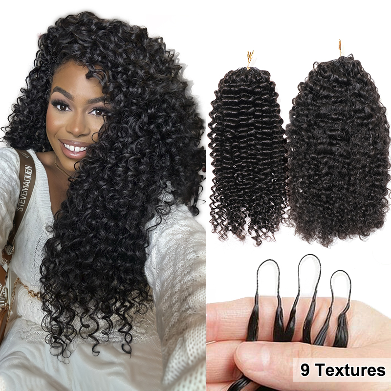 Knotless String Crochet Human Hair Extensions With Invisible String In The Middle Pre ...